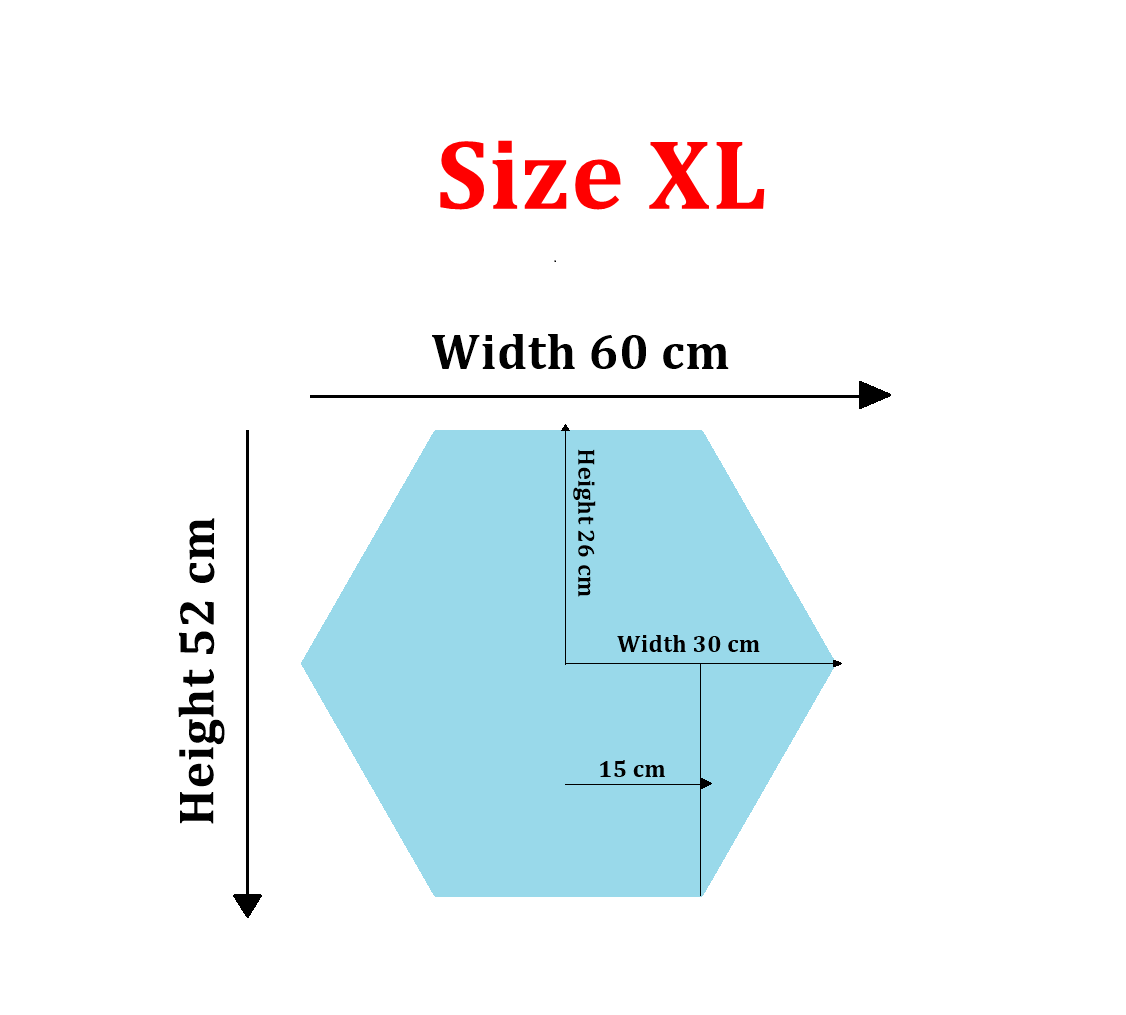 Diagram of an XL size hexagon wall panel